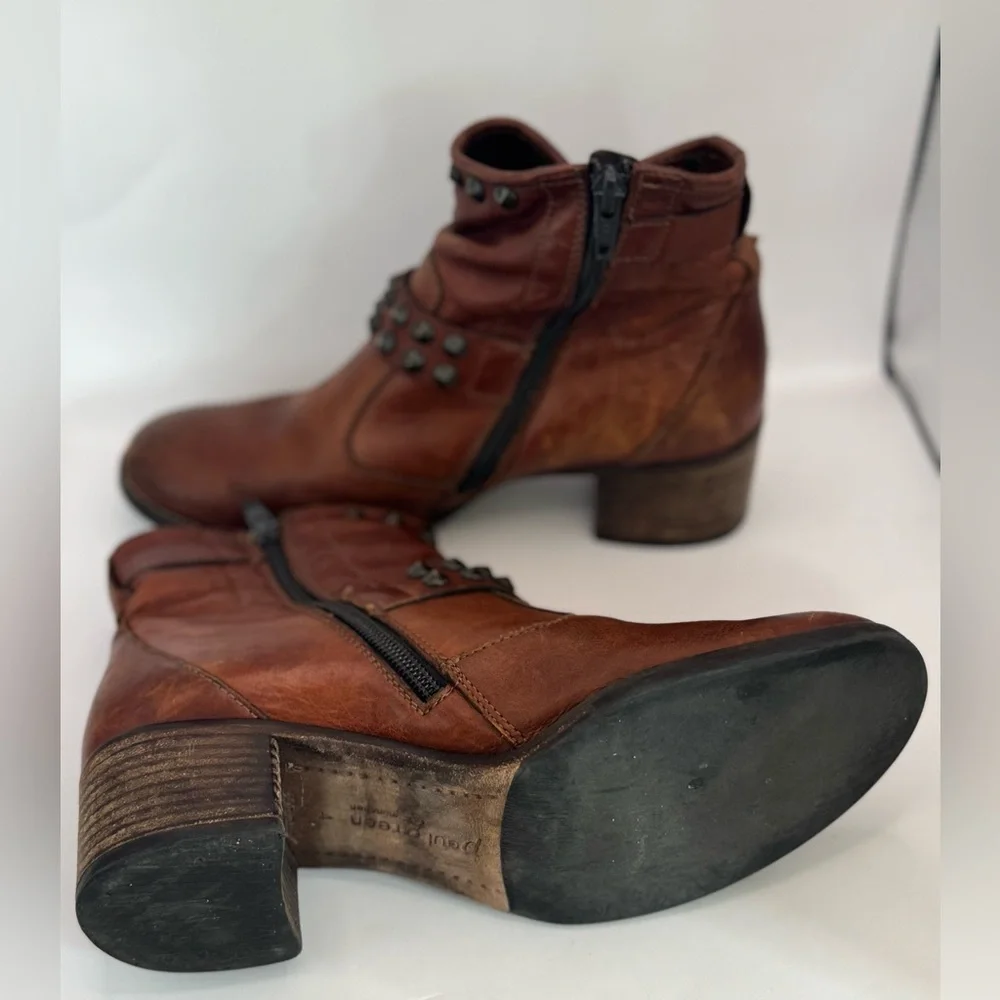 Paul Green Munchen Women’s US 6.5 Cowboy Western Style Brown Leather Ankle Boots